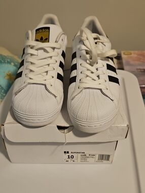 adidas White and Black Classic Shell Toe Sneakers